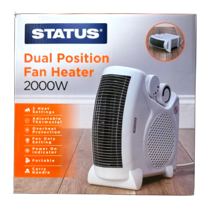 Status Dual Position Fan Heater 2000w UK Plug Status Dual Position Fan Heater 2000w UK Plug